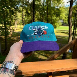 Vintage 90s Twins Enterprise Charlotte Hornets NBA Basketball Snapback Hat